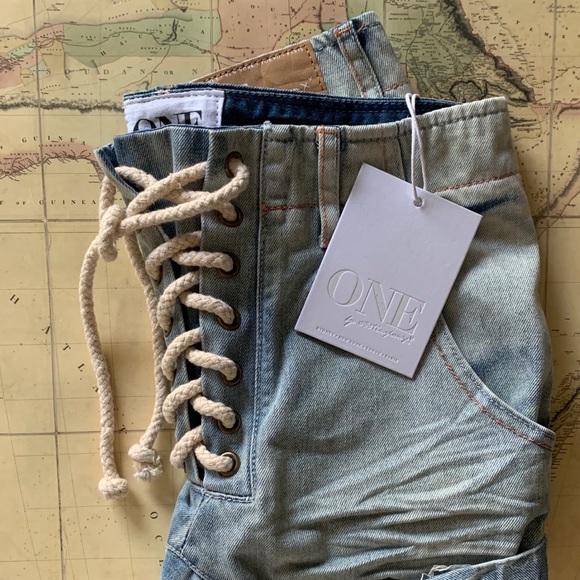 NWT One Teaspoon Superfreak Lace Up Shorts - Picture 5 of 9